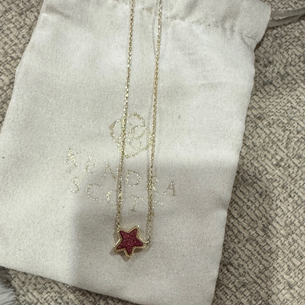 Kendra Scott Gold Necklace with Red Star Pendant